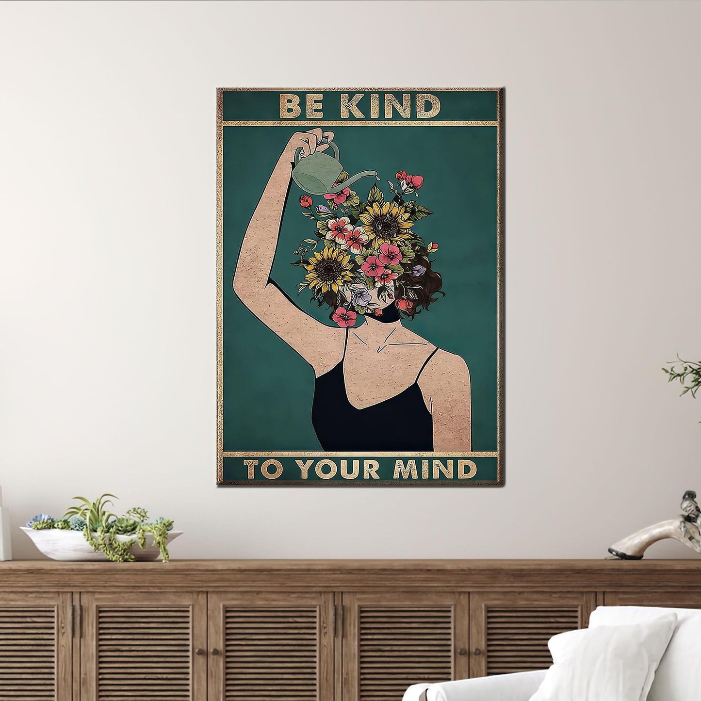 Floral Head Mental Health Inspirational Canvas Print