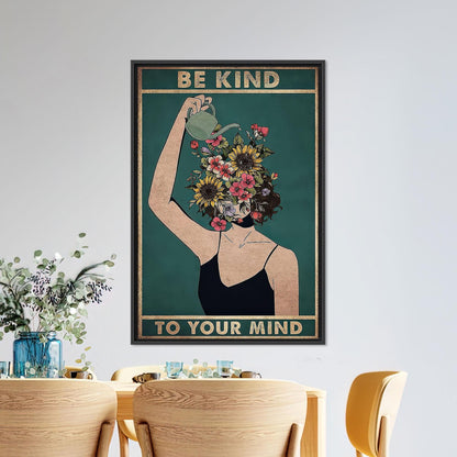 Floral Head Mental Health Inspirational Canvas Print