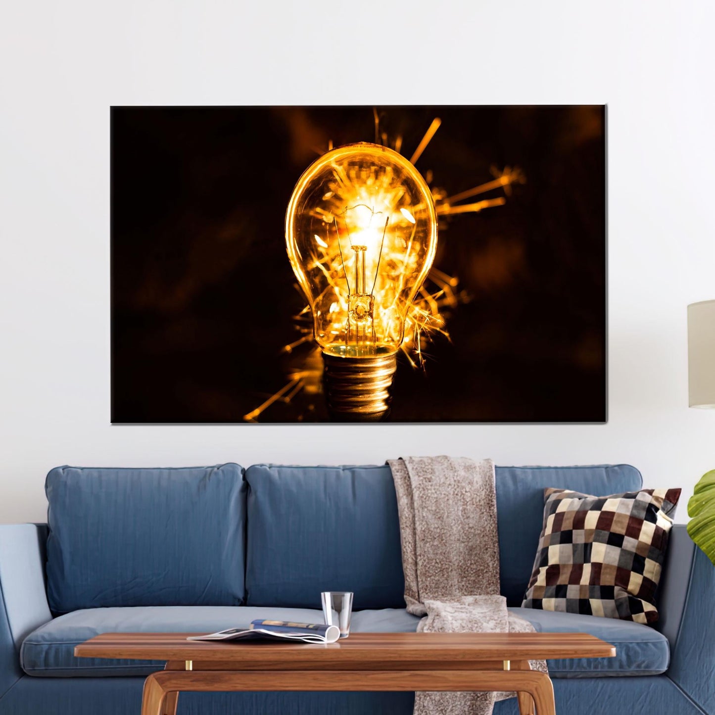 Glowing Light Bulb Spark Electric Canvas Print