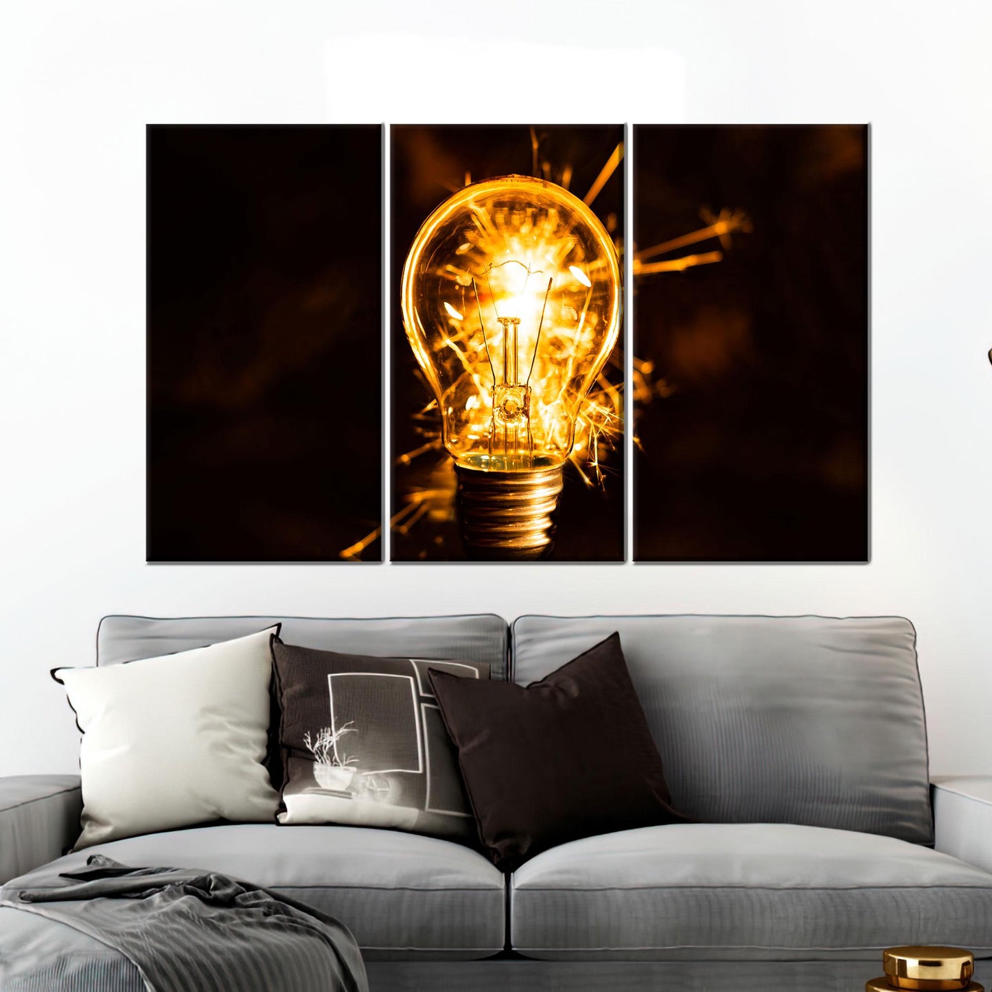 Glowing Light Bulb Spark Electric Canvas Print