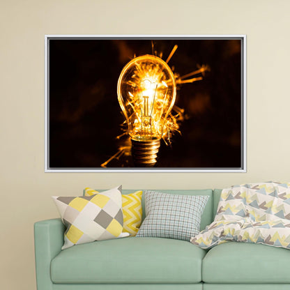 Glowing Light Bulb Spark Electric Canvas Print