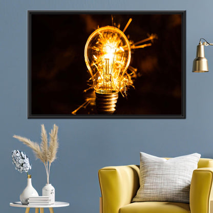 Glowing Light Bulb Spark Electric Canvas Print