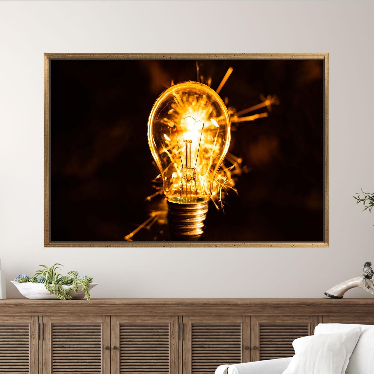 Glowing Light Bulb Spark Electric Canvas Print