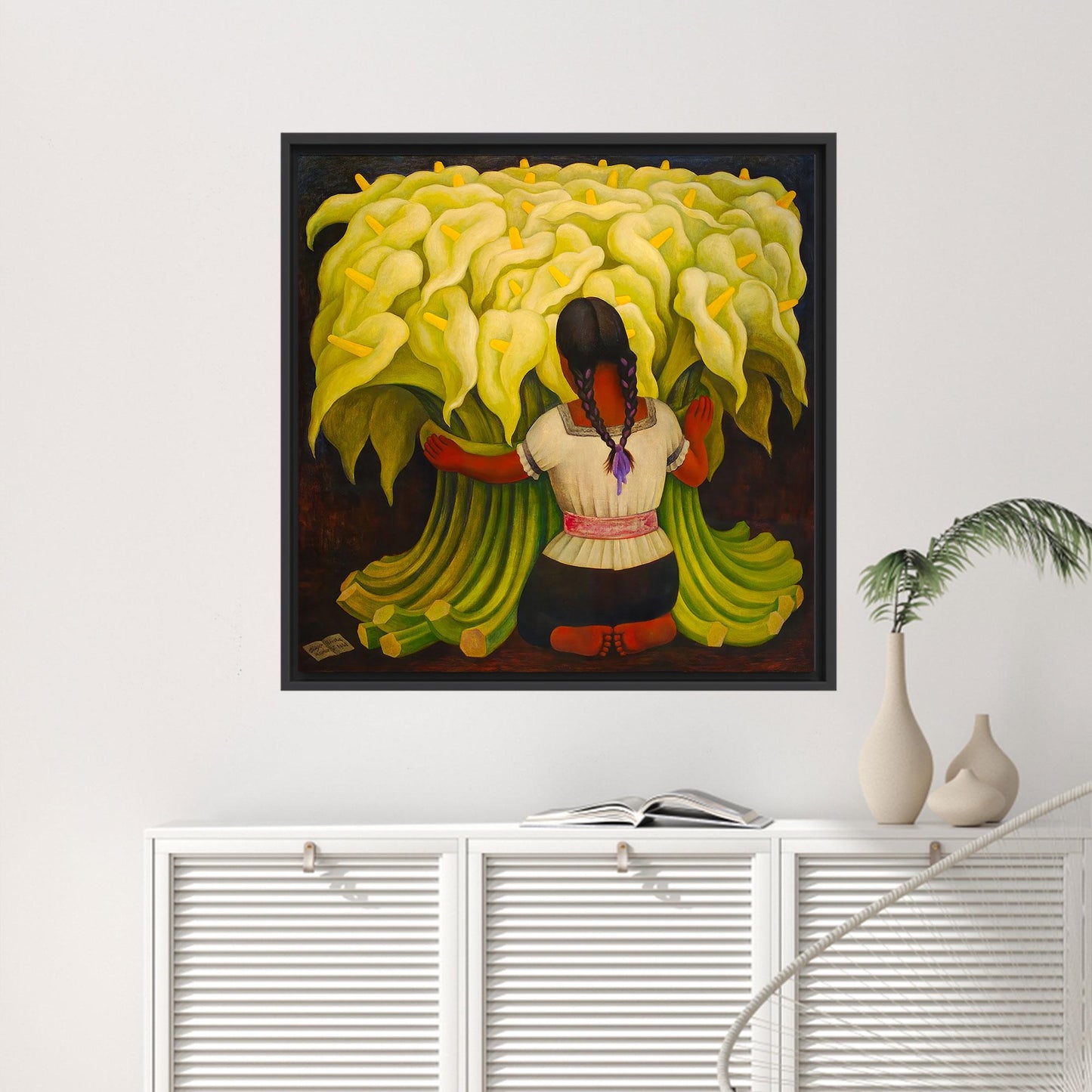 Frida Kahlo Mexican Girl Lilies Canvas Print