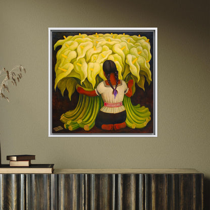 Frida Kahlo Mexican Girl Lilies Canvas Print