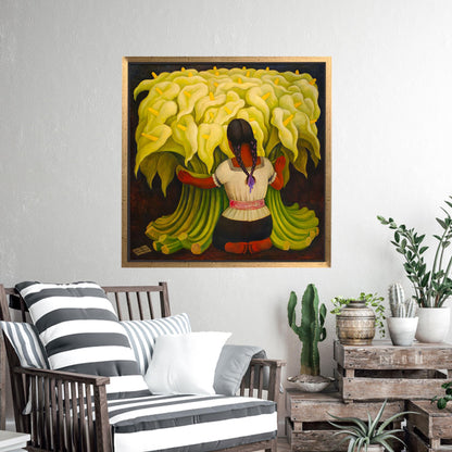 Frida Kahlo Mexican Girl Lilies Canvas Print