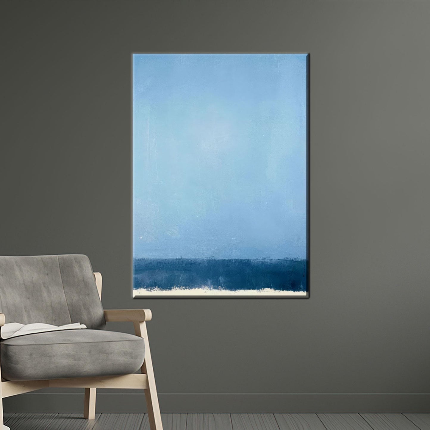 Blue Abstract Ocean Horizon Calm Canvas Print