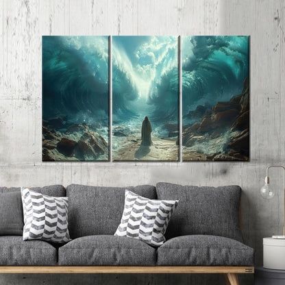 Miracle Ocean Split Moses Parting Canvas Print