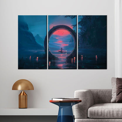 Blue and Pink Fantasy Portal Canvas Print
