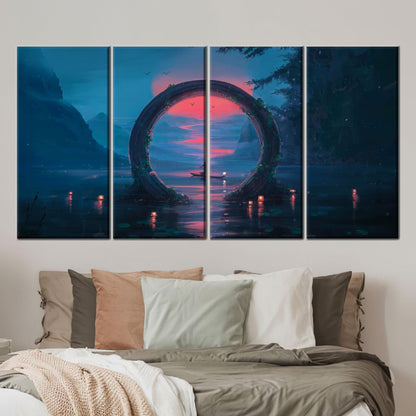 Blue and Pink Fantasy Portal Canvas Print