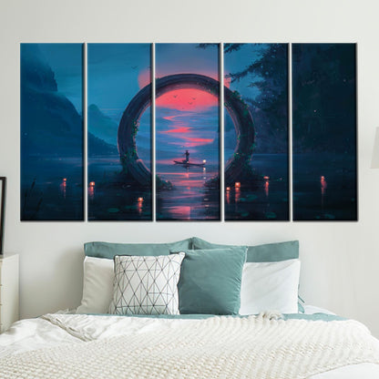 Blue and Pink Fantasy Portal Canvas Print