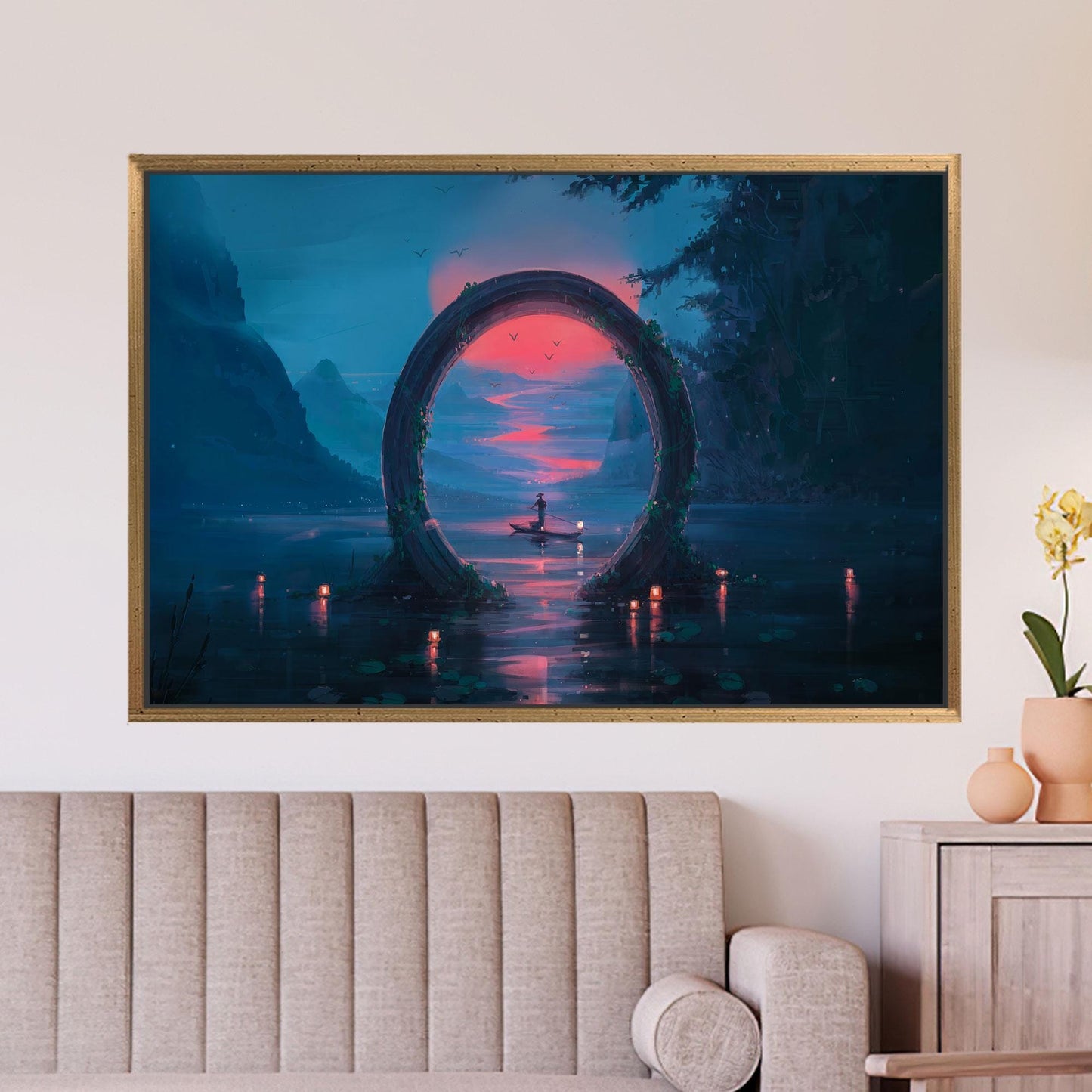 Blue and Pink Fantasy Portal Canvas Print