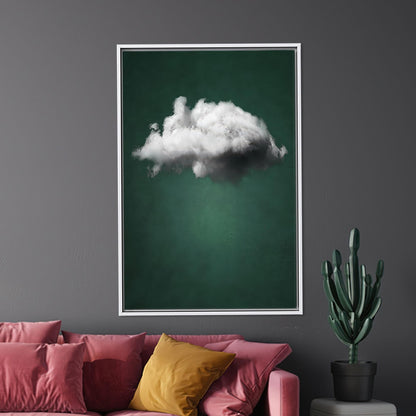 White Cloud Green Background Canvas Print