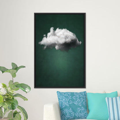White Cloud Green Background Canvas Print