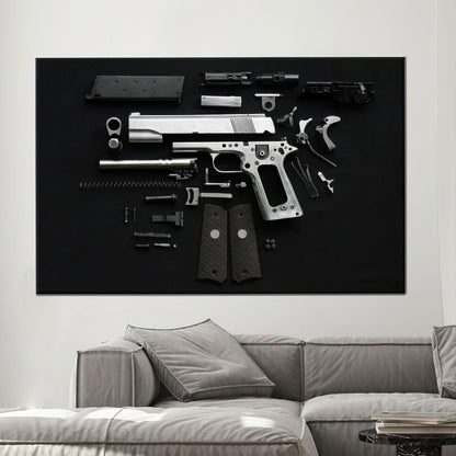 Disassembled Gun Tactical Firearm Parts Canvas Print