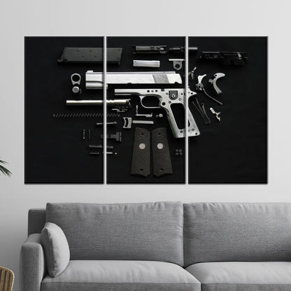 Disassembled Gun Tactical Firearm Parts Canvas Print