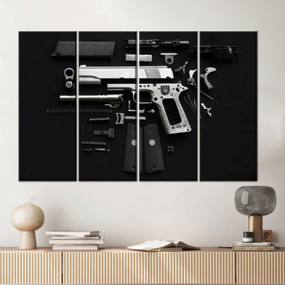 Disassembled Gun Tactical Firearm Parts Canvas Print