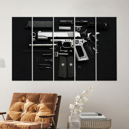 Disassembled Gun Tactical Firearm Parts Canvas Print