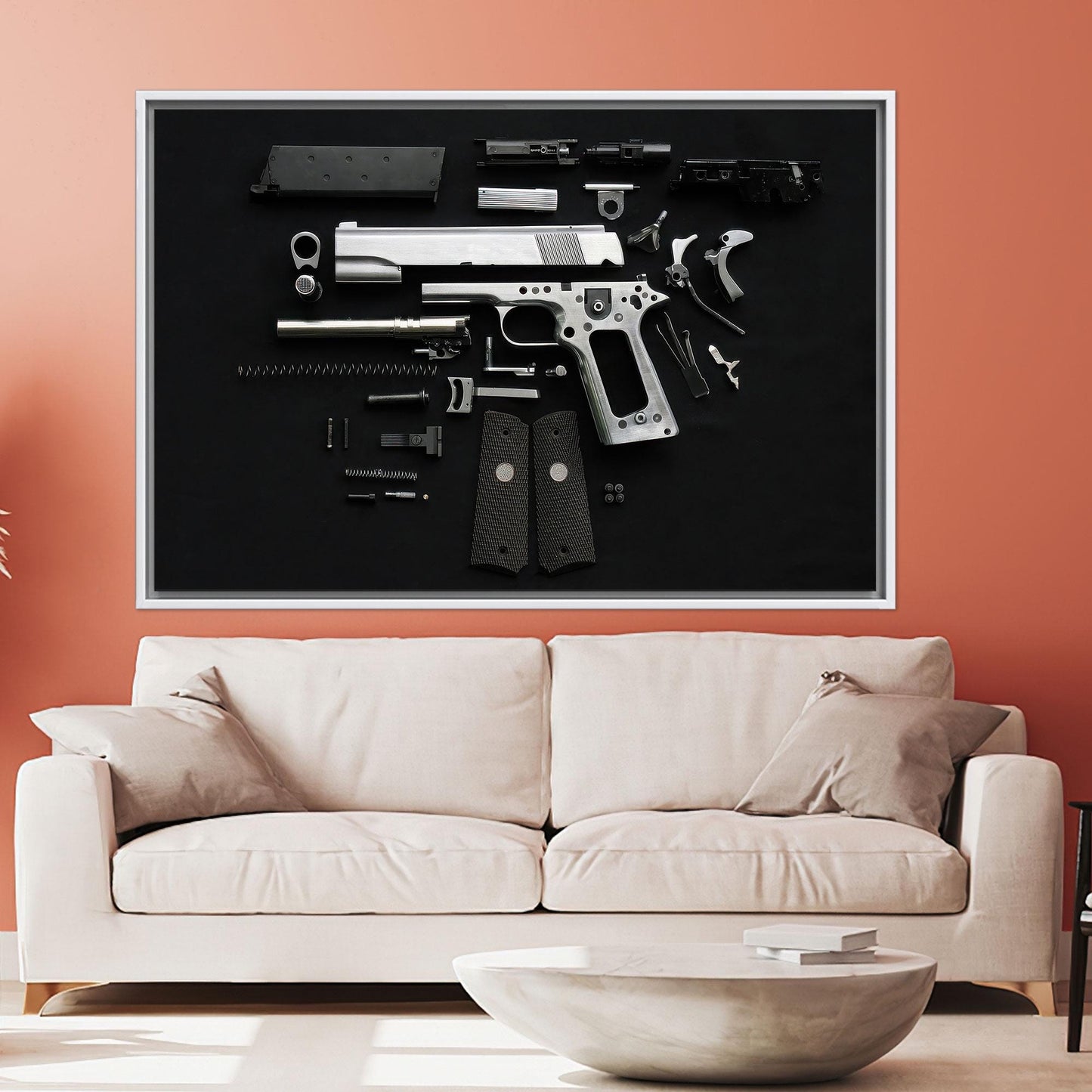 Disassembled Gun Tactical Firearm Parts Canvas Print
