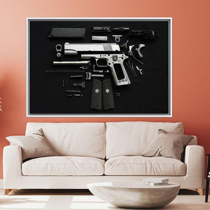 Disassembled Gun Tactical Firearm Parts Canvas Print