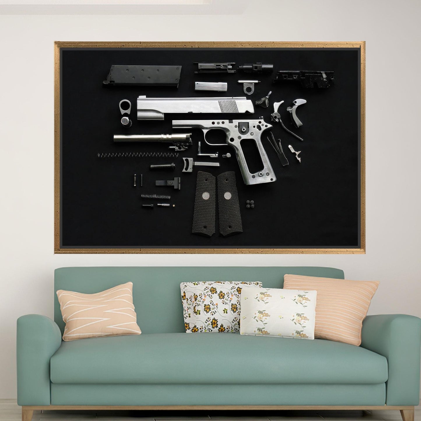 Disassembled Gun Tactical Firearm Parts Canvas Print
