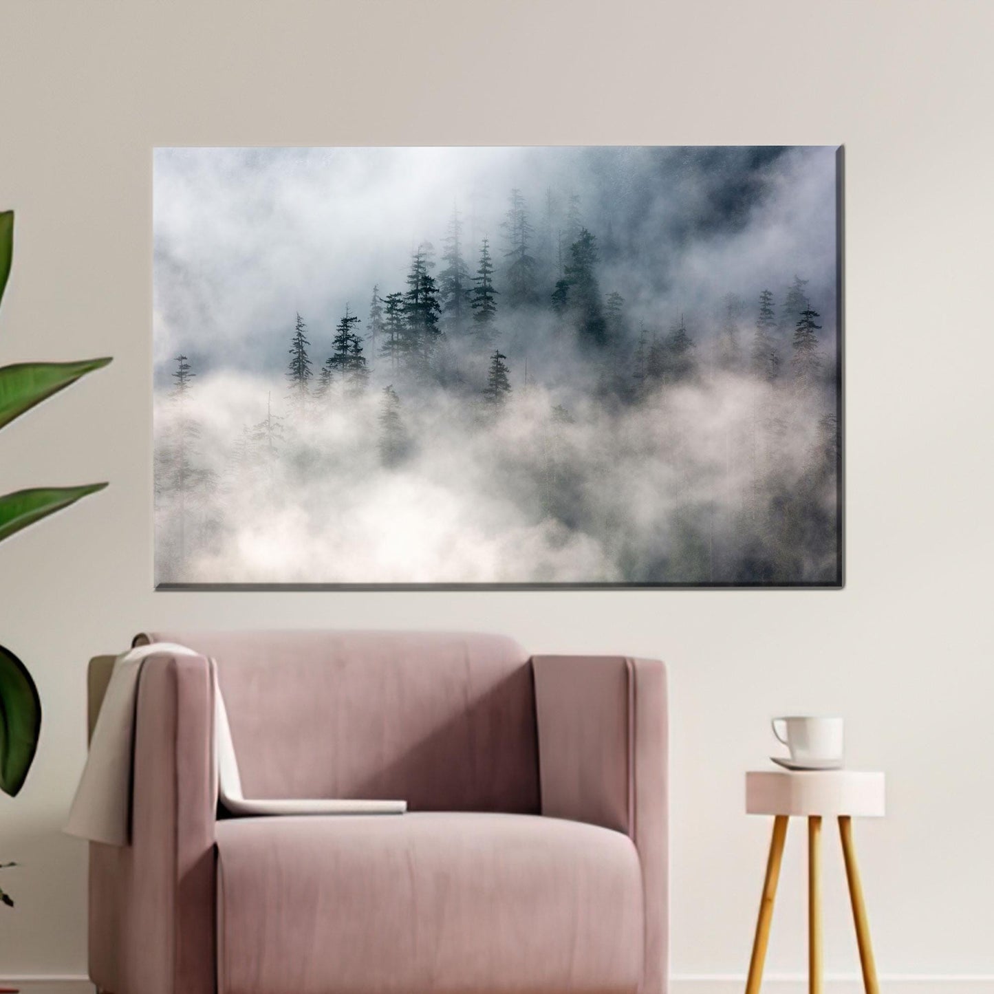 Misty Pine Forest Foggy Landscape Canvas Print