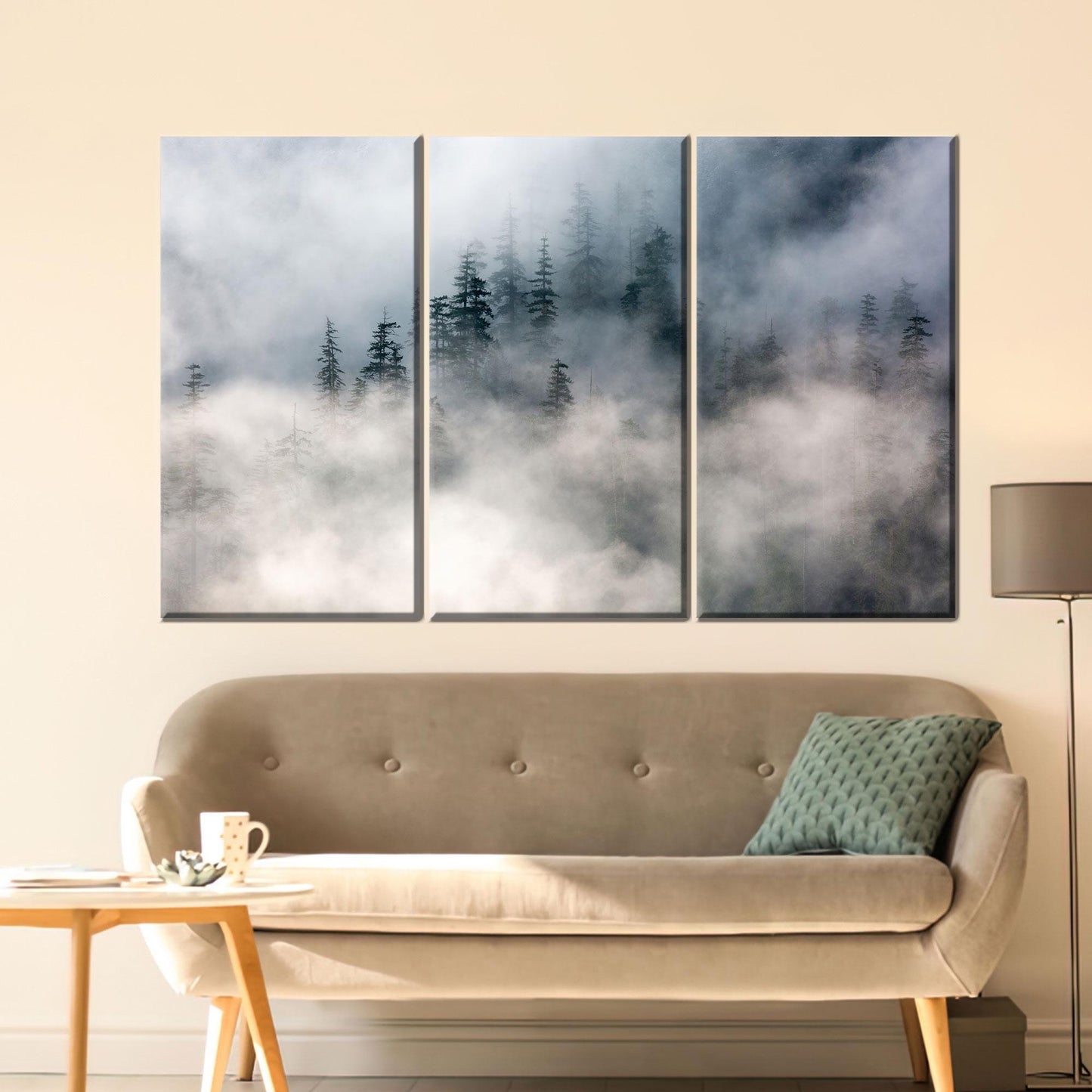 Misty Pine Forest Foggy Landscape Canvas Print
