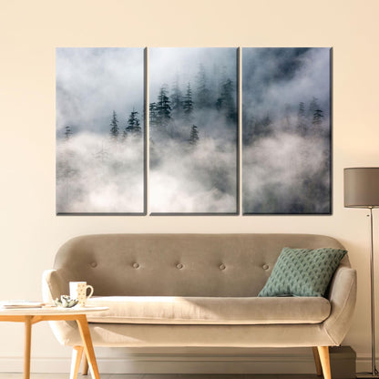 Misty Pine Forest Foggy Landscape Canvas Print