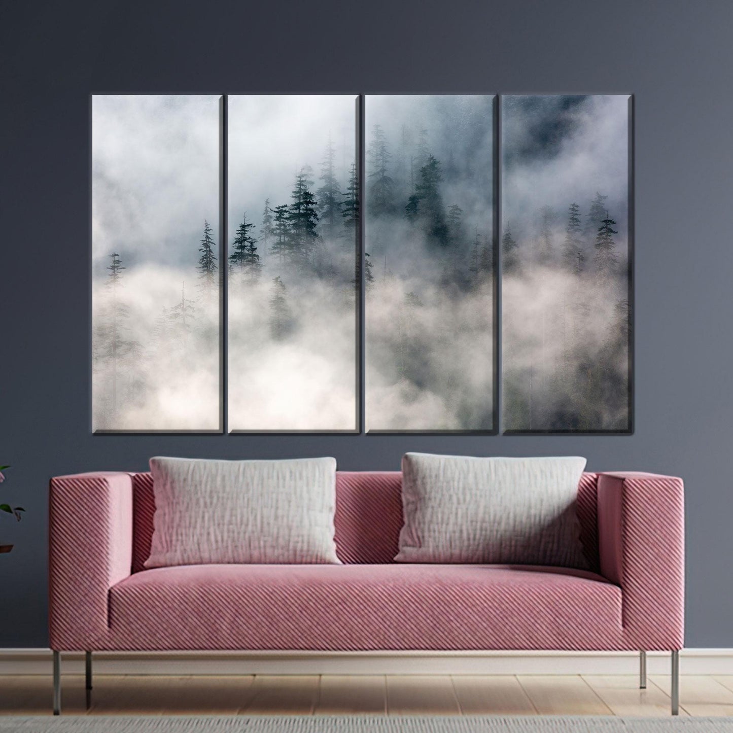 Misty Pine Forest Foggy Landscape Canvas Print