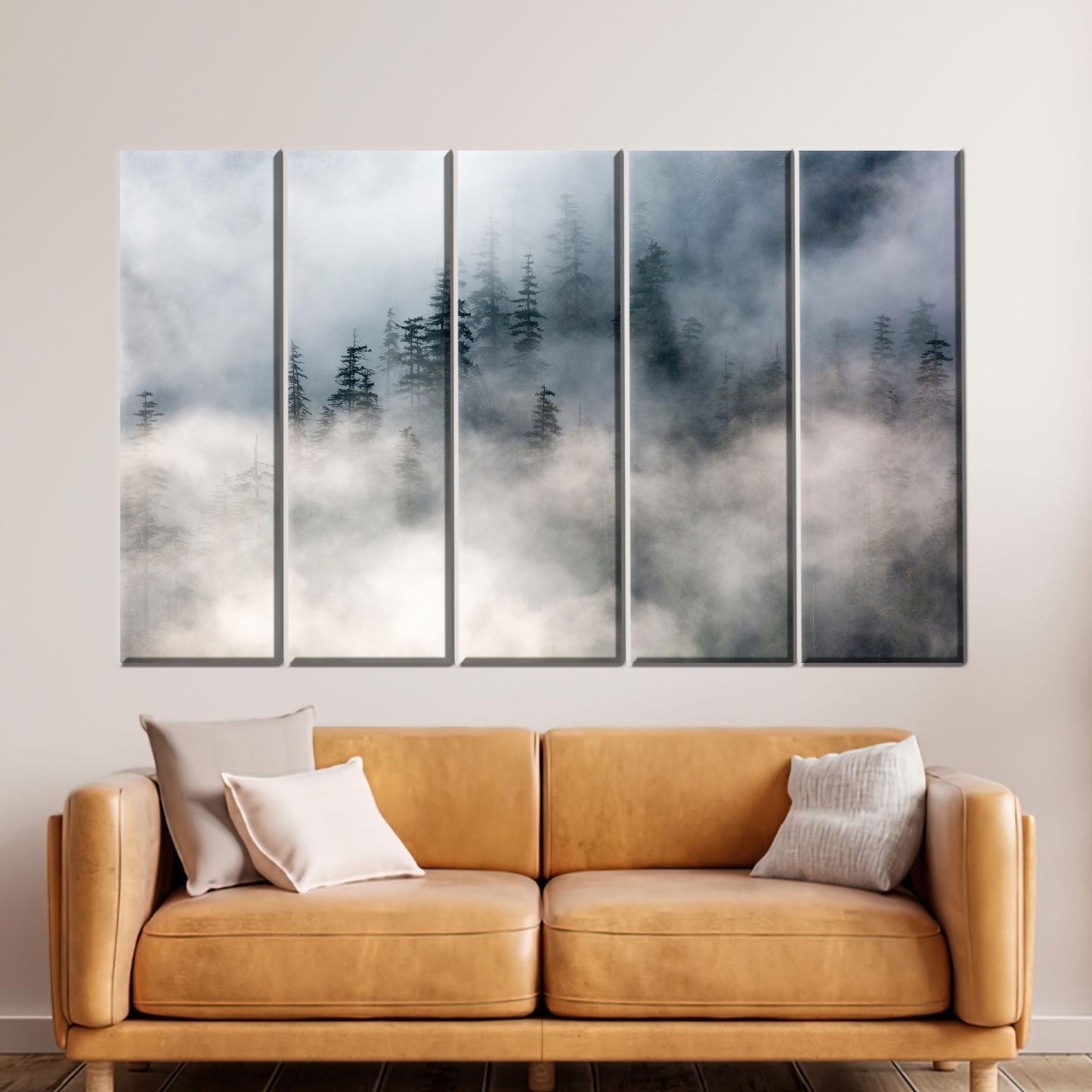 Misty Pine Forest Foggy Landscape Canvas Print