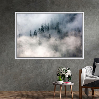 Misty Pine Forest Foggy Landscape Canvas Print