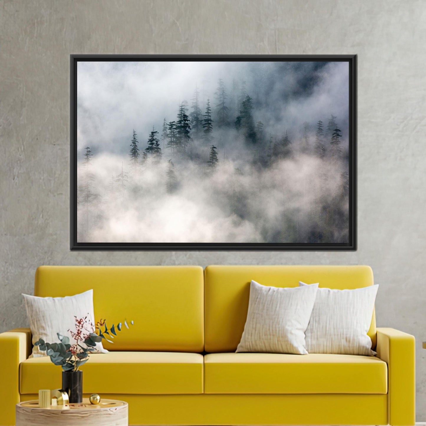 Misty Pine Forest Foggy Landscape Canvas Print
