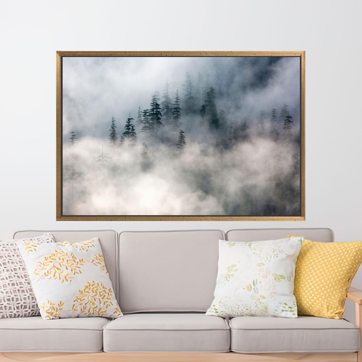 Misty Pine Forest Foggy Landscape Canvas Print