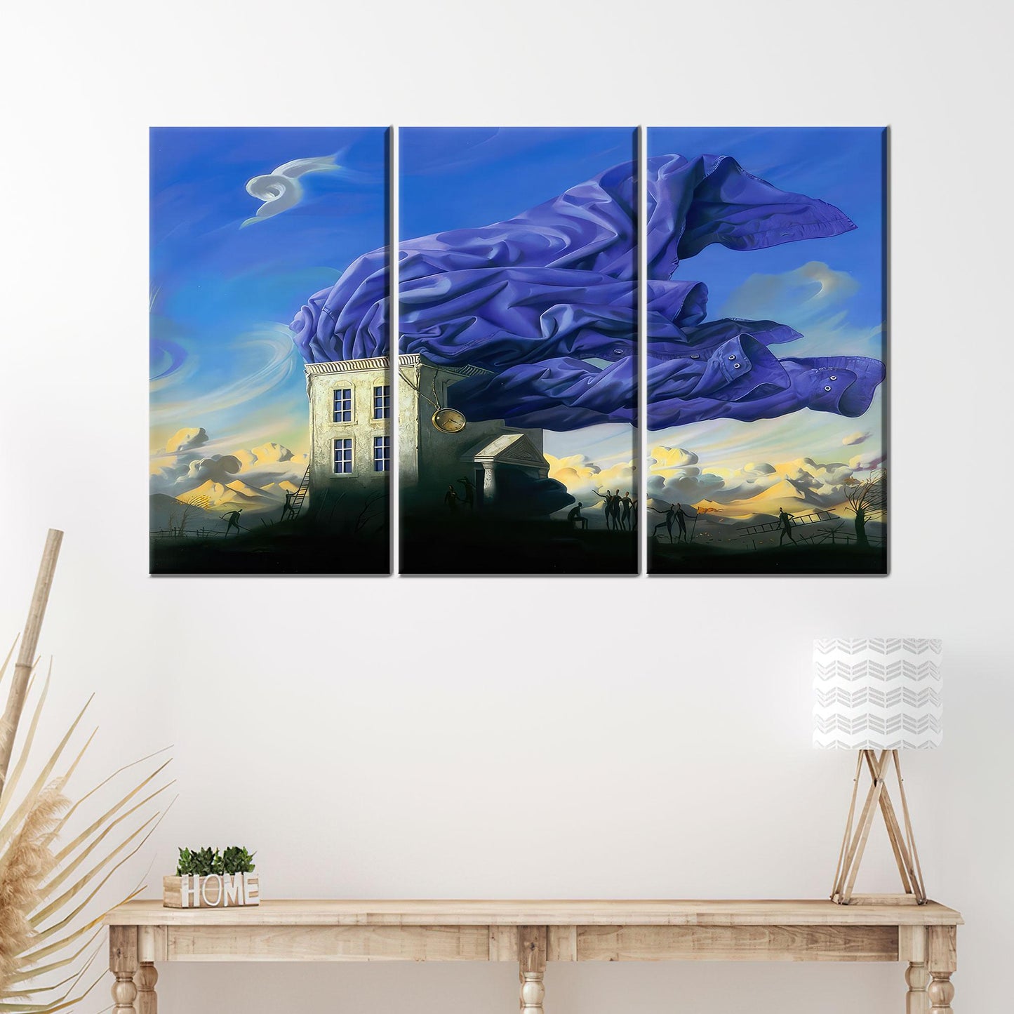 Blue Surreal House and Sky Canvas Print