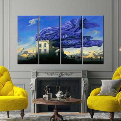 Blue Surreal House and Sky Canvas Print