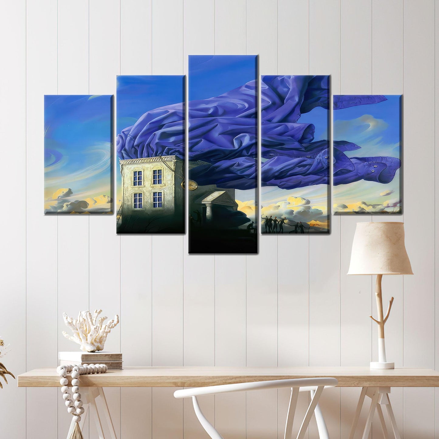Blue Surreal House and Sky Canvas Print
