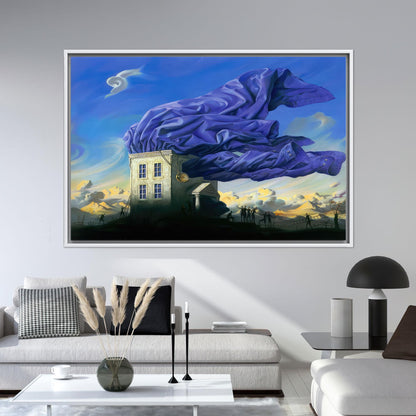 Blue Surreal House and Sky Canvas Print