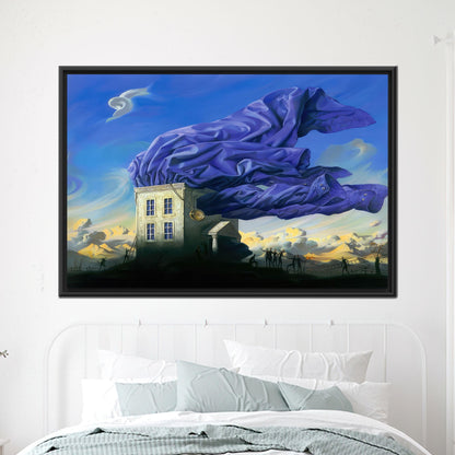 Blue Surreal House and Sky Canvas Print