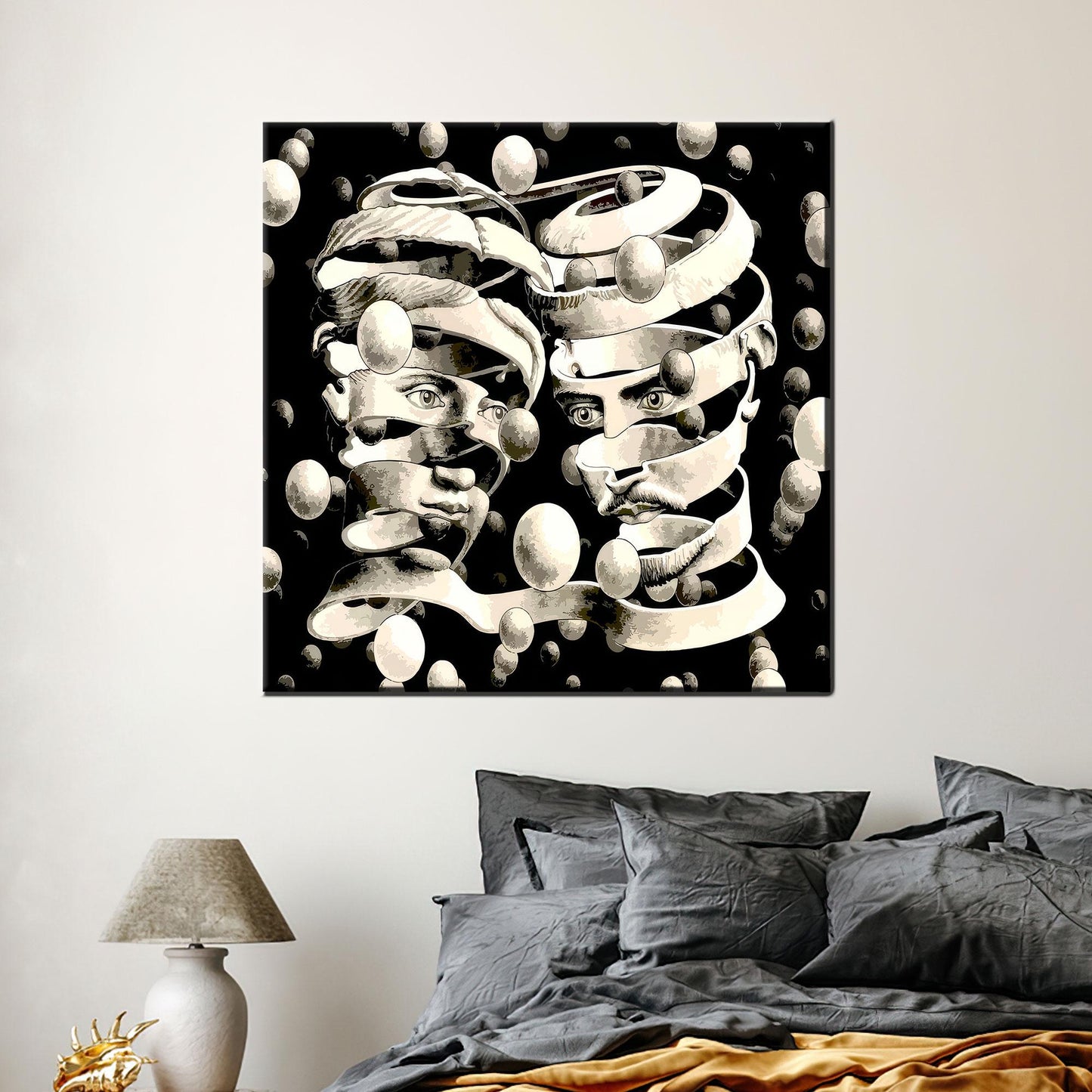 Black and White Escher Style Canvas Print