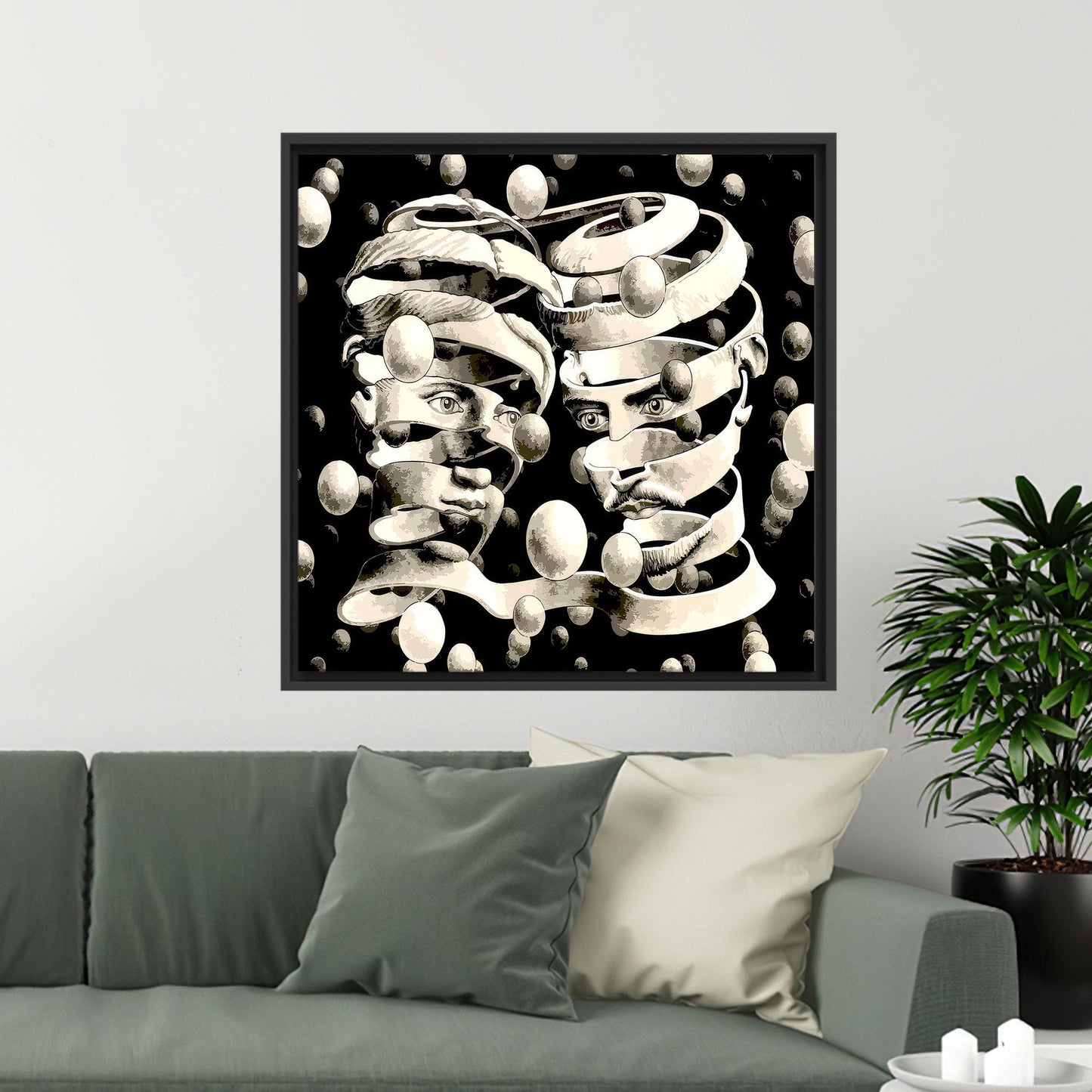 Black and White Escher Style Canvas Print