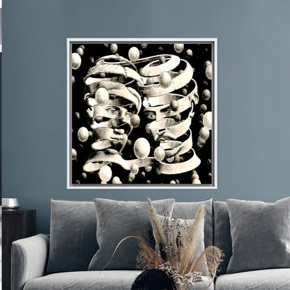 Black and White Escher Style Canvas Print