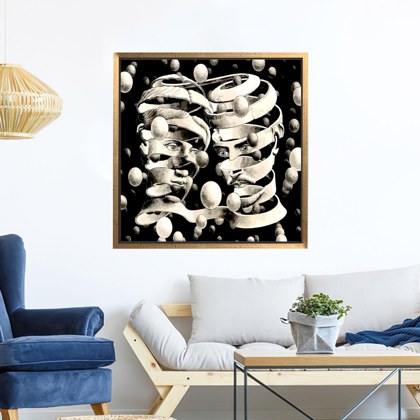 Black and White Escher Style Canvas Print