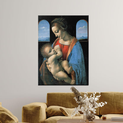 Red Line Accent Dark Blue Canvas Print