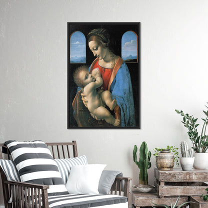 Red Line Accent Dark Blue Canvas Print
