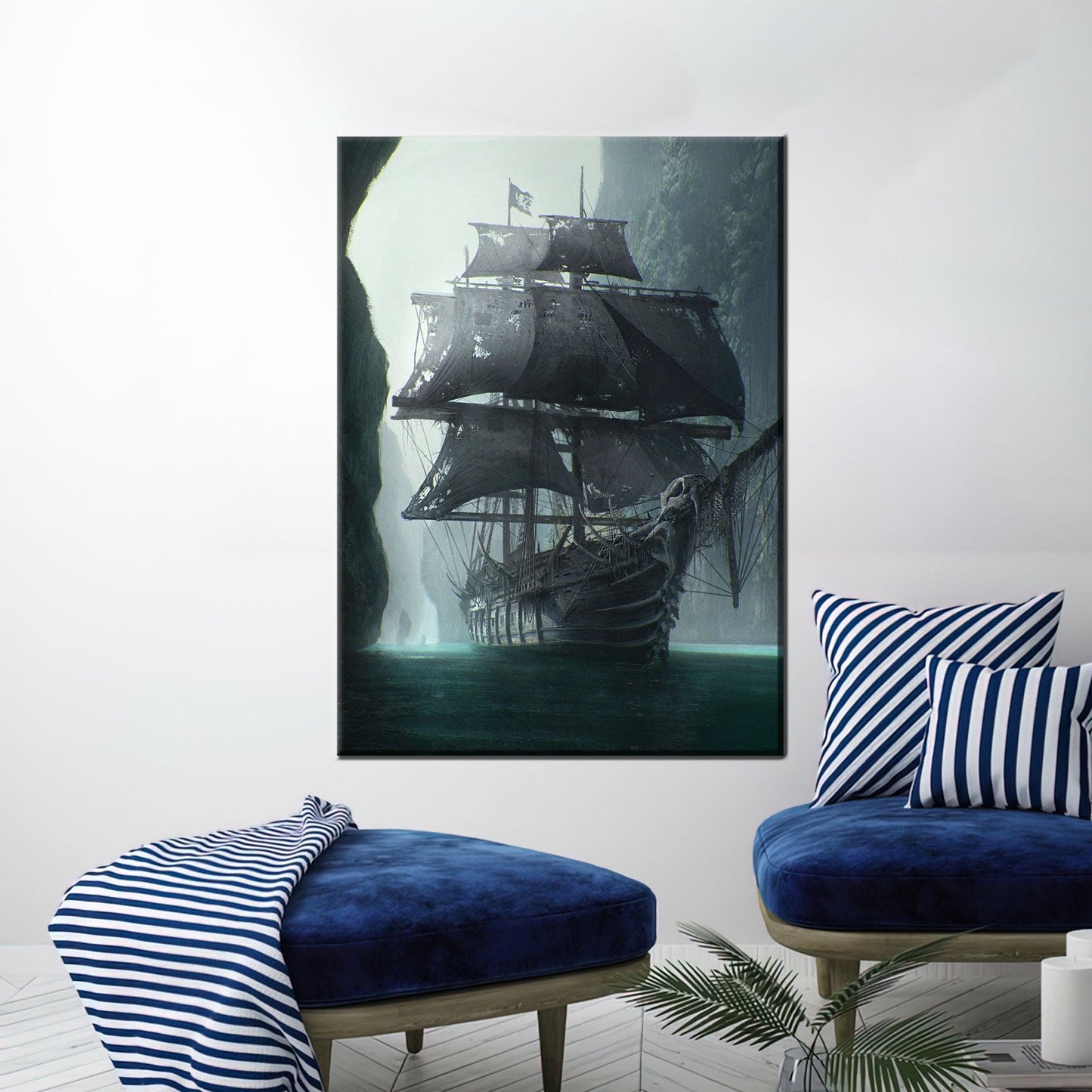 Mysterious Dark Pirate Ship Ghostly Canvas Print