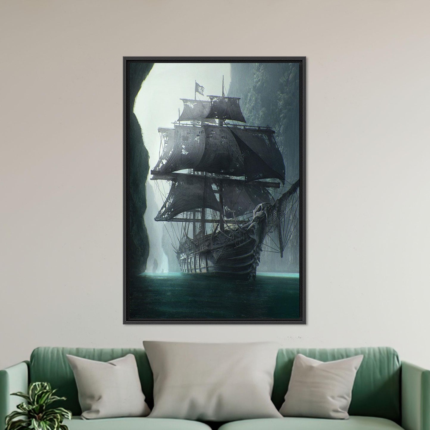 Mysterious Dark Pirate Ship Ghostly Canvas Print