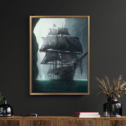 Mysterious Dark Pirate Ship Ghostly Canvas Print
