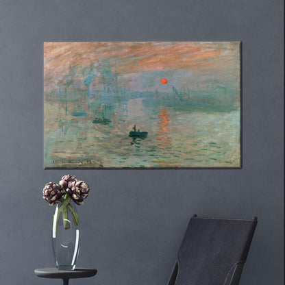 Monet Sunrise Impressionist Harbor Painting Canvas Print
