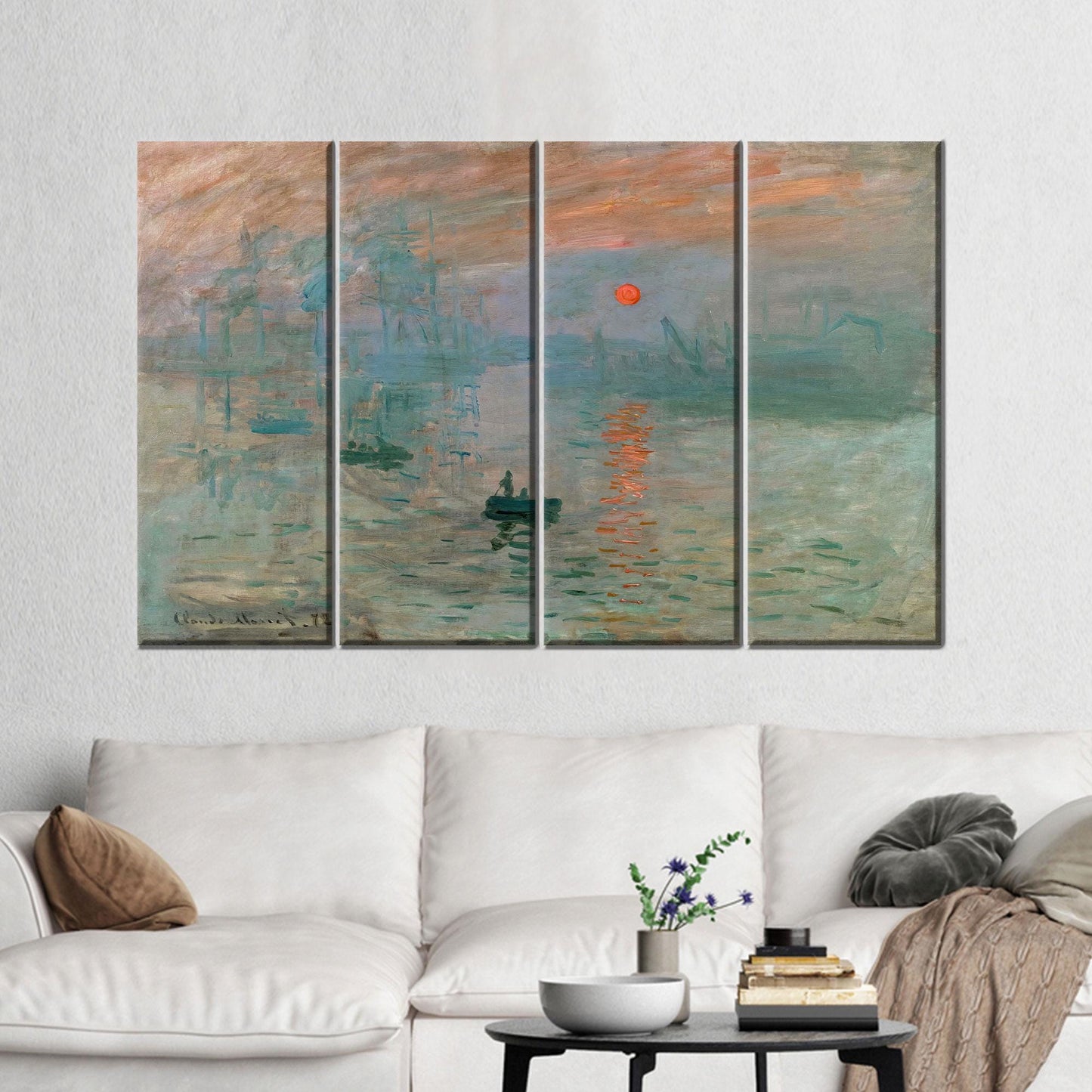 Monet Sunrise Impressionist Harbor Painting Canvas Print