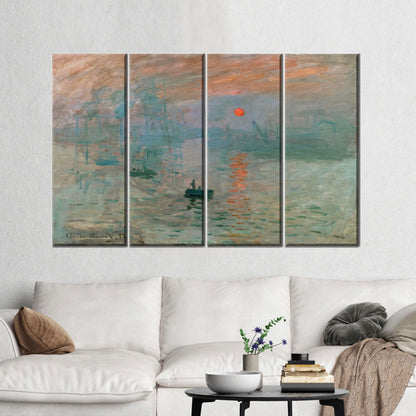 Monet Sunrise Impressionist Harbor Painting Canvas Print